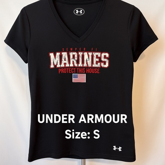 Under Armour Small “Marines – Protect This House” V-Neck Tee Patriot Shirt - Picture 1 of 8